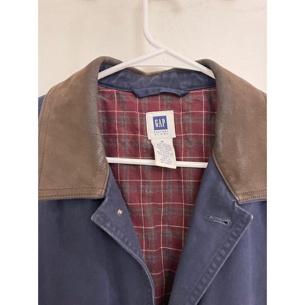 Vintage Gap 90s Fall Flannel Lined Barn Jacket Navy Grandpacore Fisherman Cabin - Picture 2 of 8